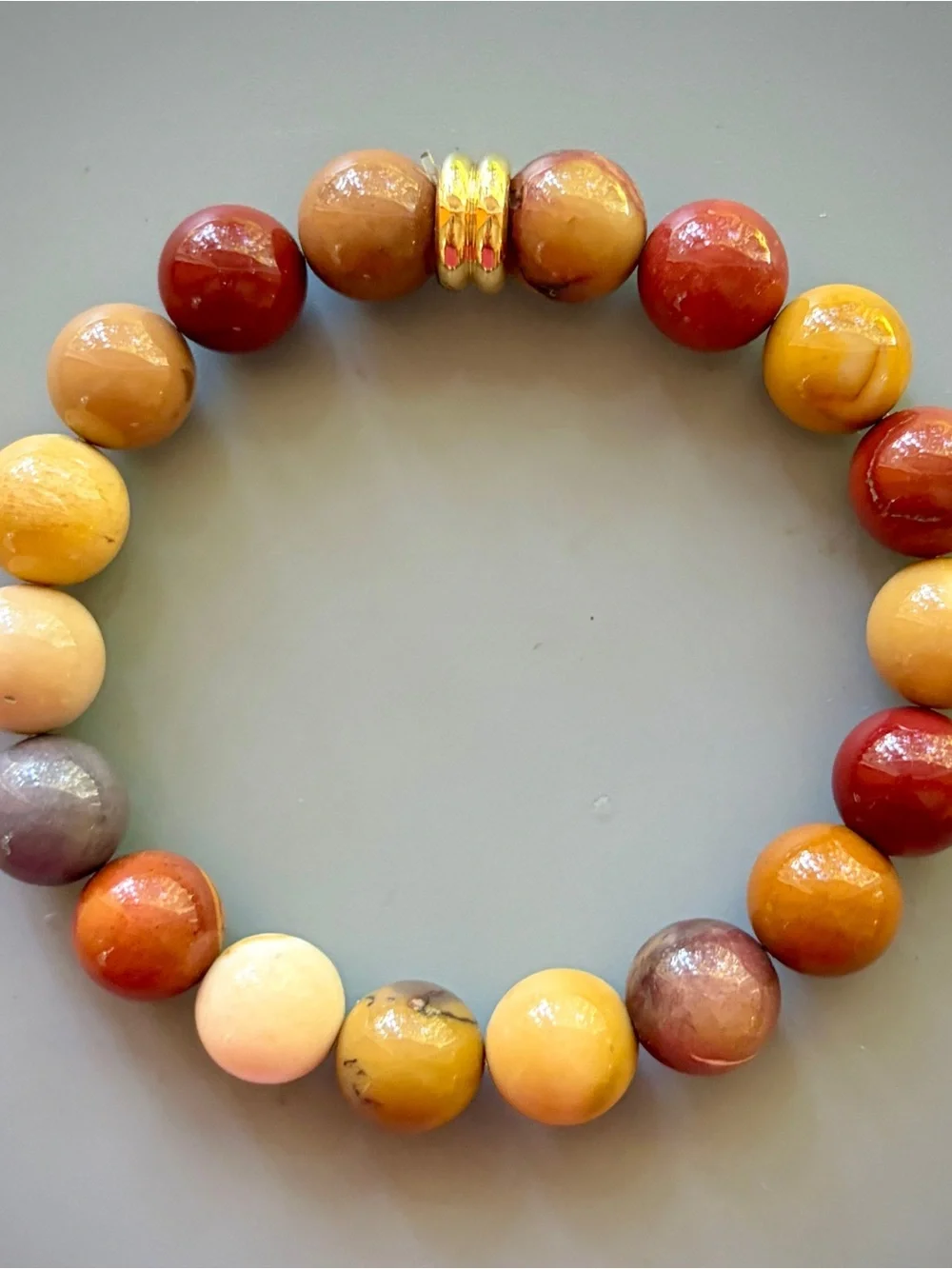 Natural Mookite Jasper Handcrafted Bead Bracelet